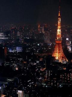Башня на фоне ночного Токио