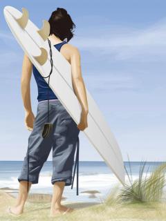 Серфер на пляже